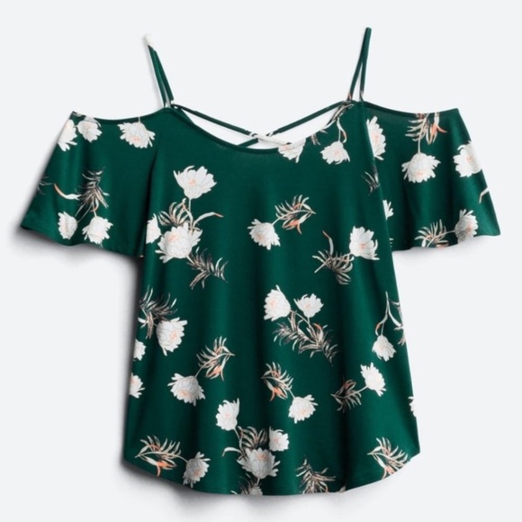 Kaileigh Tops - Kaileigh Green Floral Off the Shoulder Ruffle Top